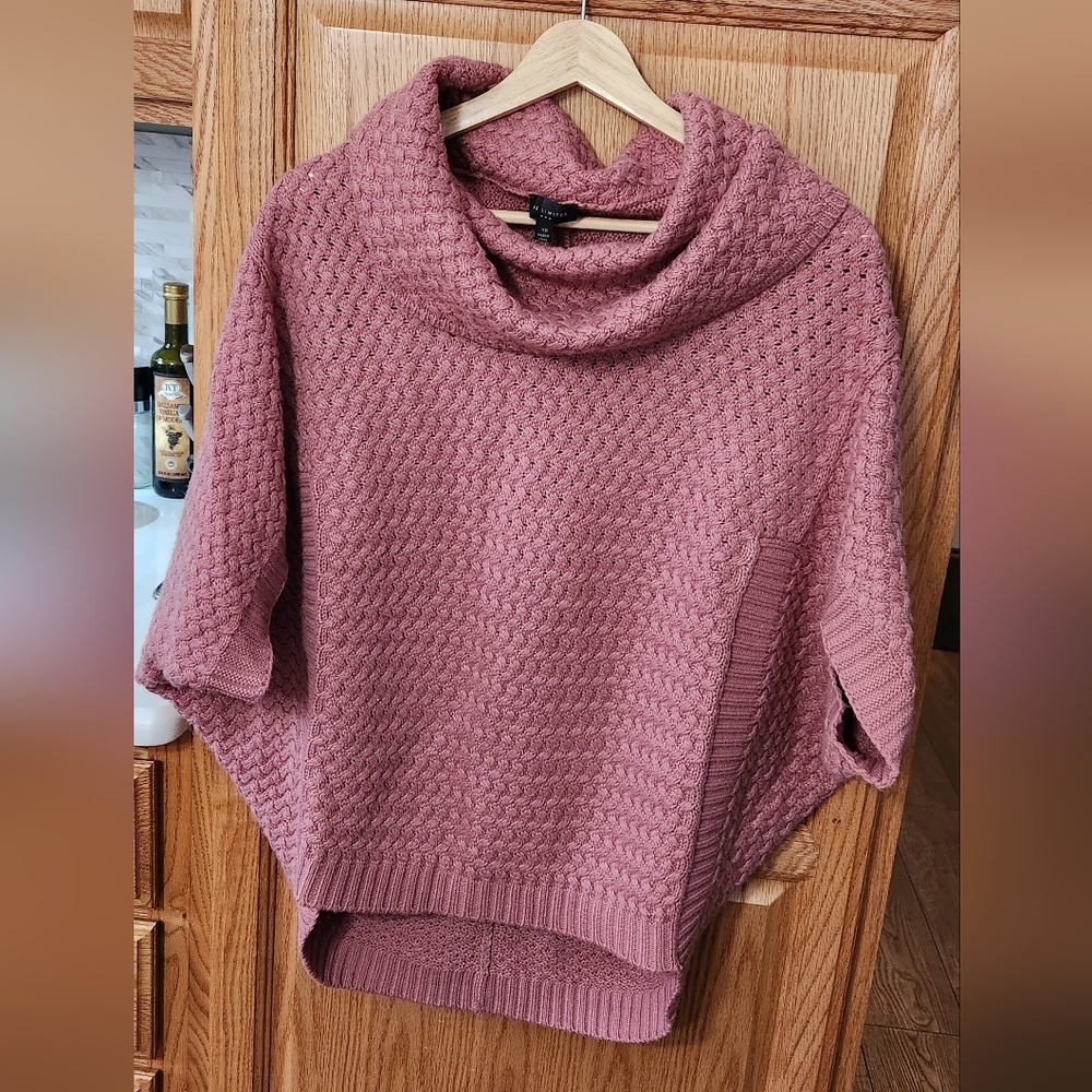 The Limited Cable Knit Cowl Neck Sweater Poncho Dusty Rose